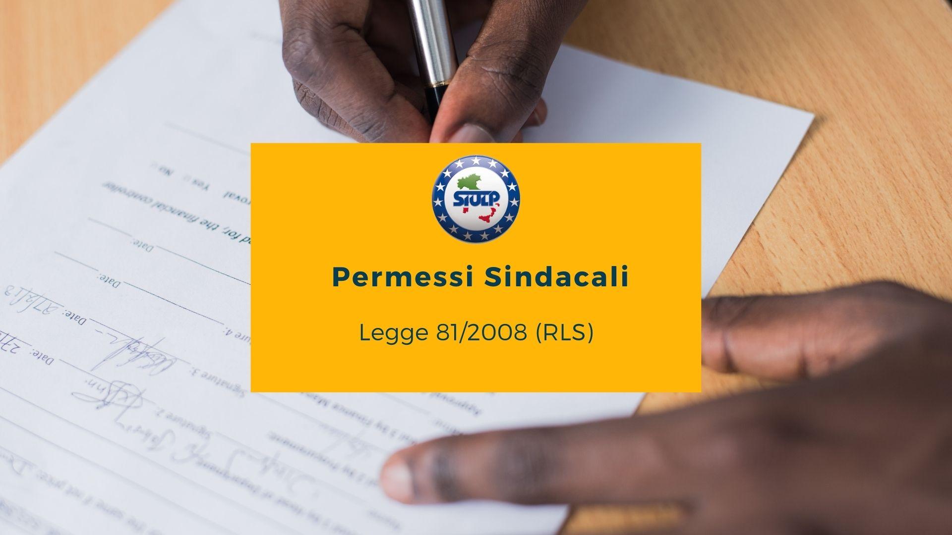 Utilizzo permessi sindacali ai sensi della Legge 81/2008 (RLS)