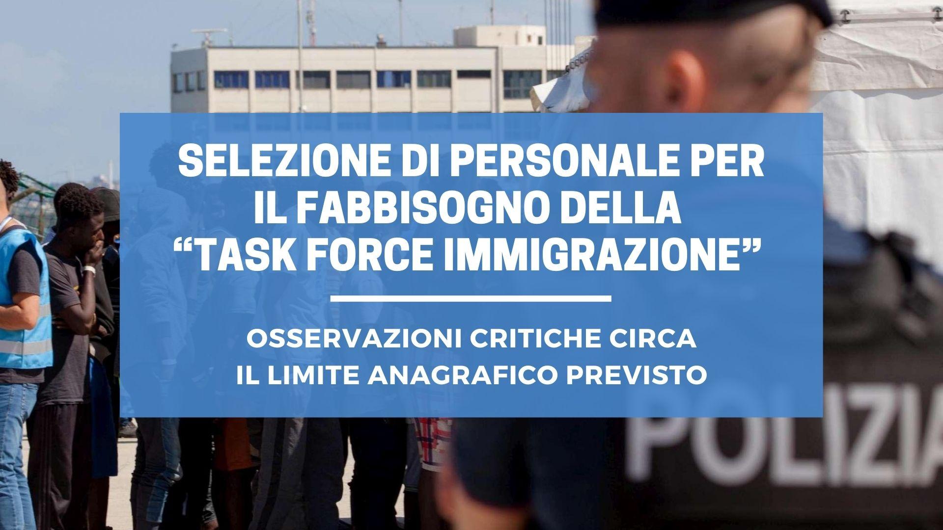 Selezione di personale per il fabbisogno della “Task Force Immigrazione”