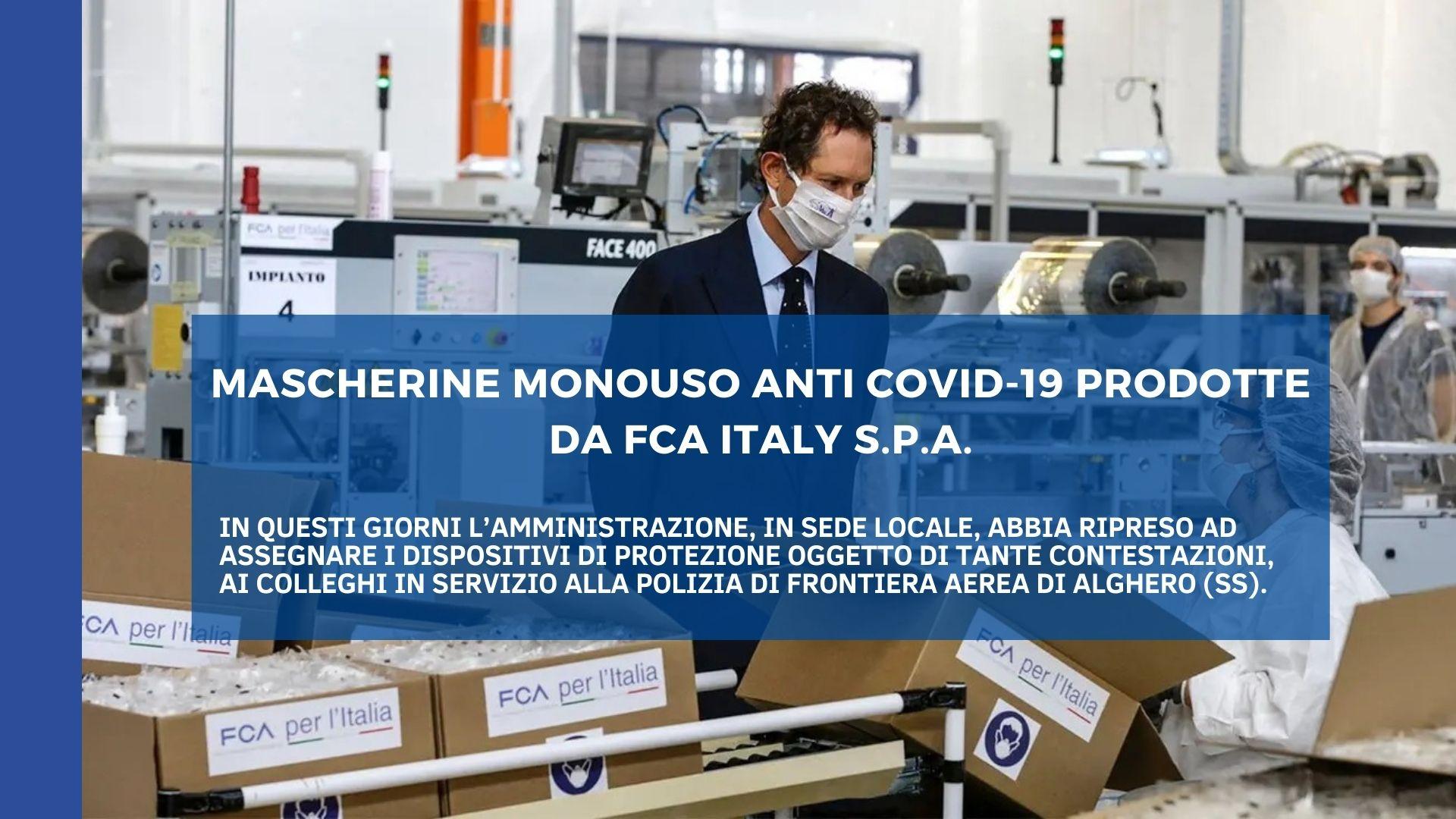 Mascherine monouso anti COVID-19 prodotte da FCA Italy S.p.A