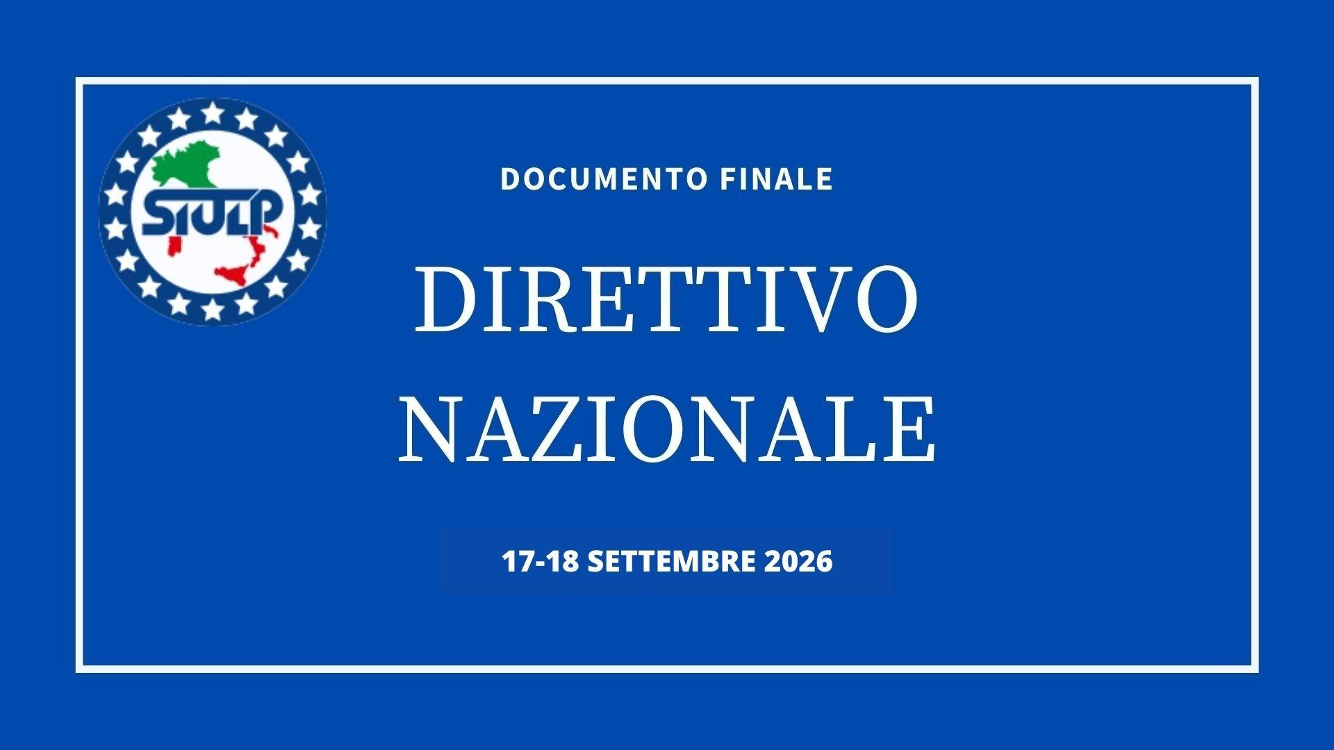 DIRETTIVO NAZIONALE SIULP RIUNIONE DEL 17 E 18 SETTEMBRE 2026