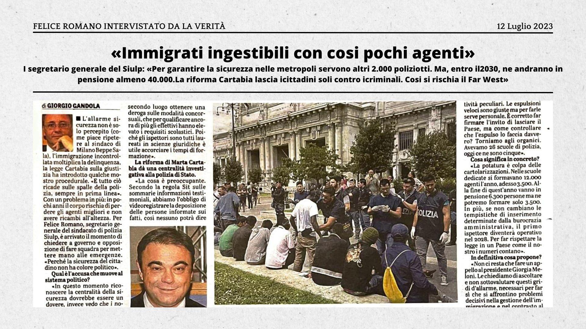 Felice Romano intervistato da La Verità