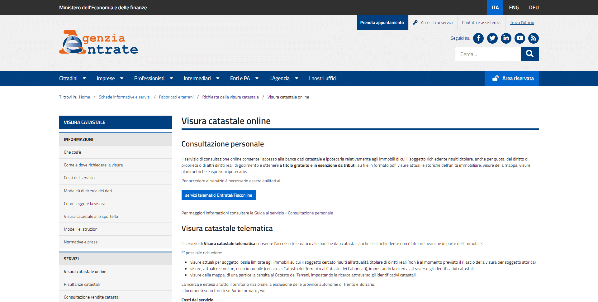 Visure catastali gratis online