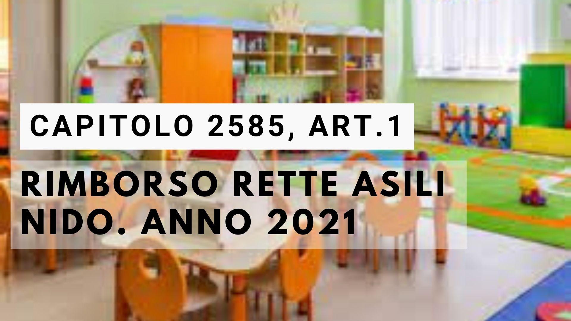 Capitolo 2585, art.1 – Rimborso rette asili nido. Anno 2021