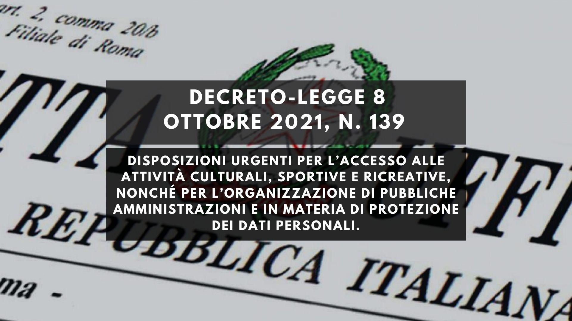 Disposizioni urgenti per l’accesso alle attività culturali, sportive e ricreative