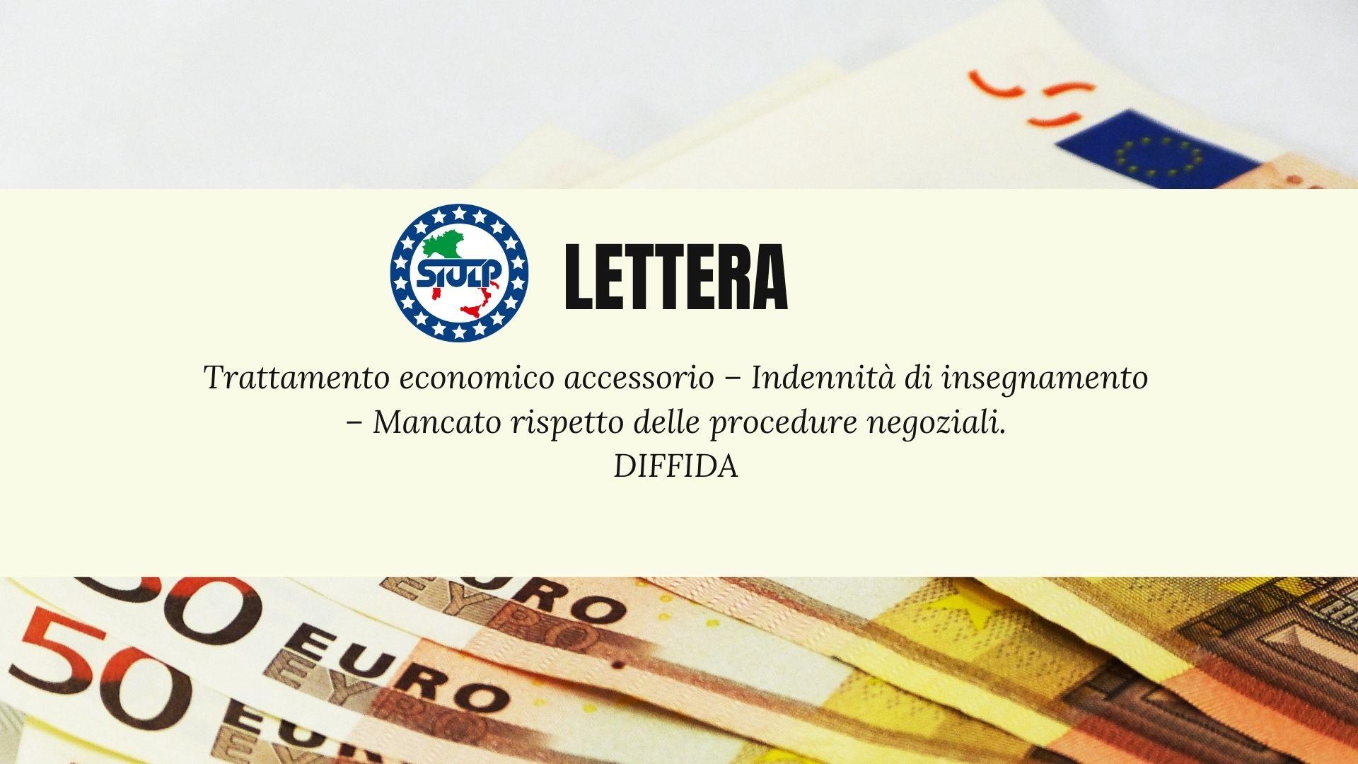 DIFFIDA – Mancato rispetto delle procedure negoziali