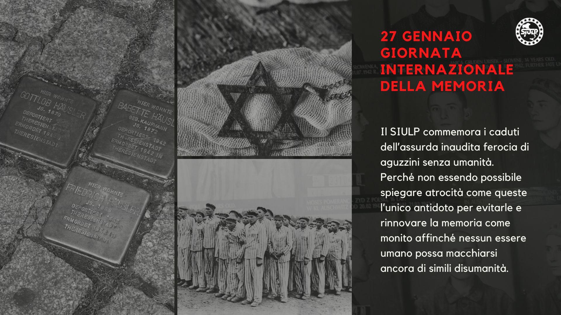 27 Gennaio – “Giorno della Memoria” – Commemorare le Vittime dell'Olocausto