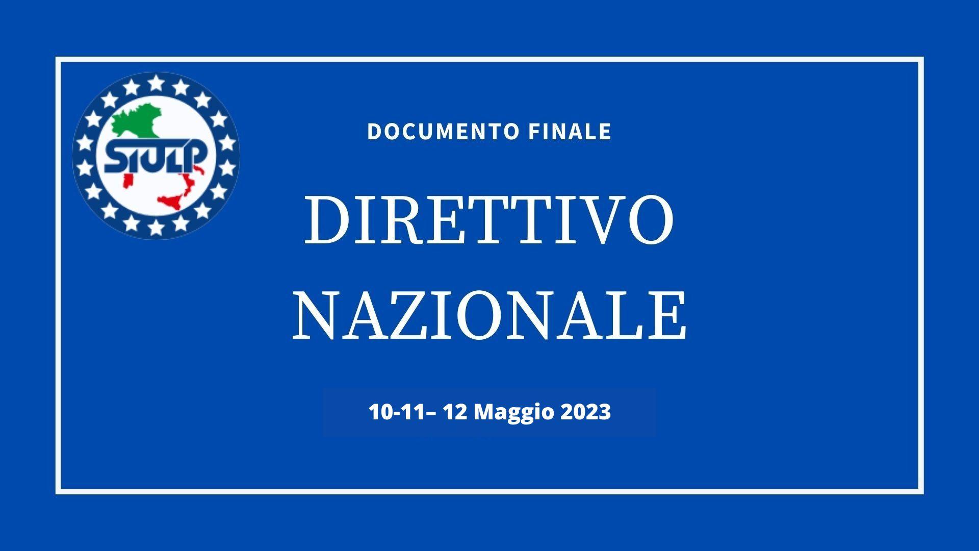 Documento finale Direttivo Nazionale 10-11-12 Maggio 2023