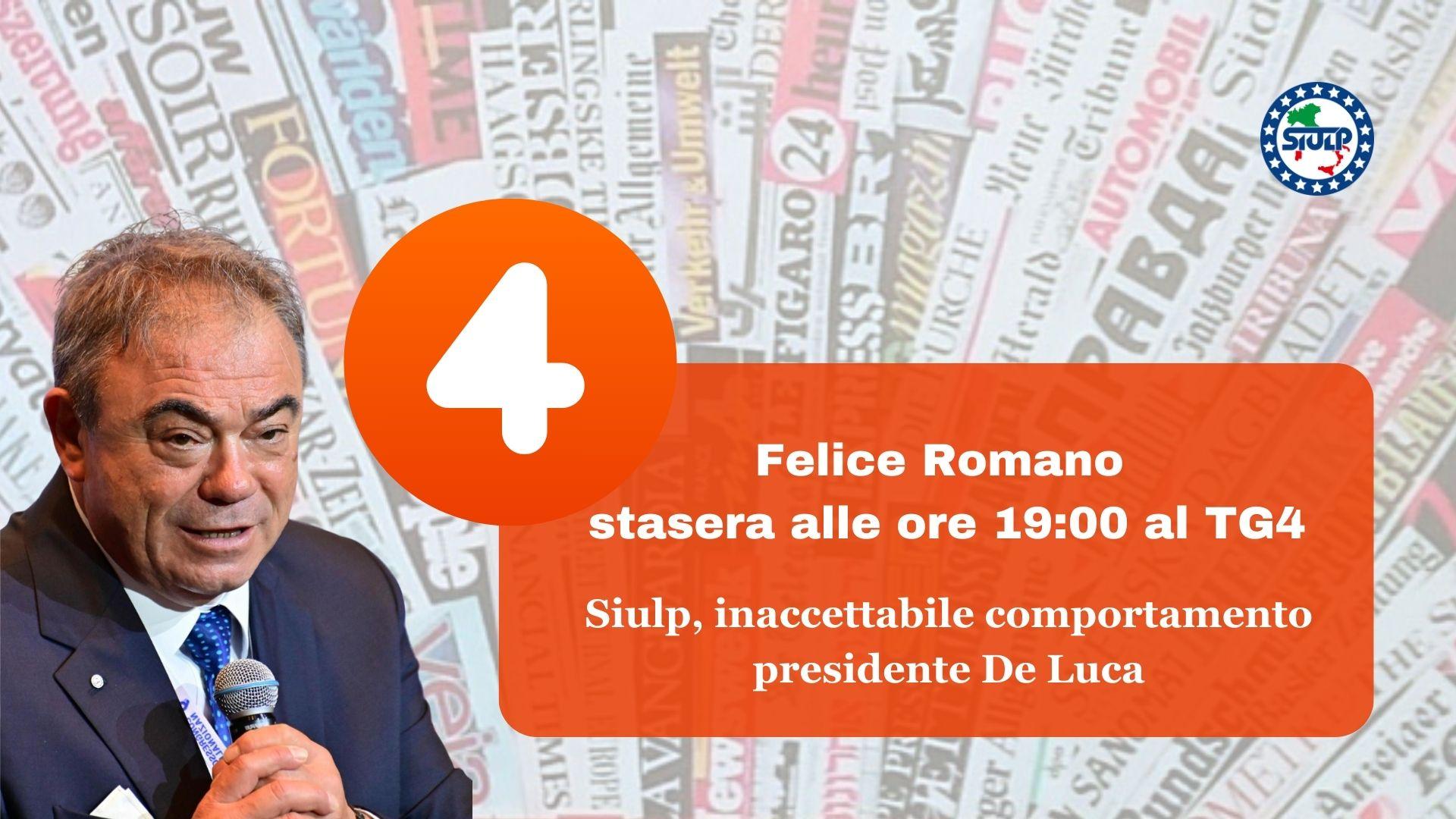 Felice Romano interviene sulla vicenda De Luca al TG4
