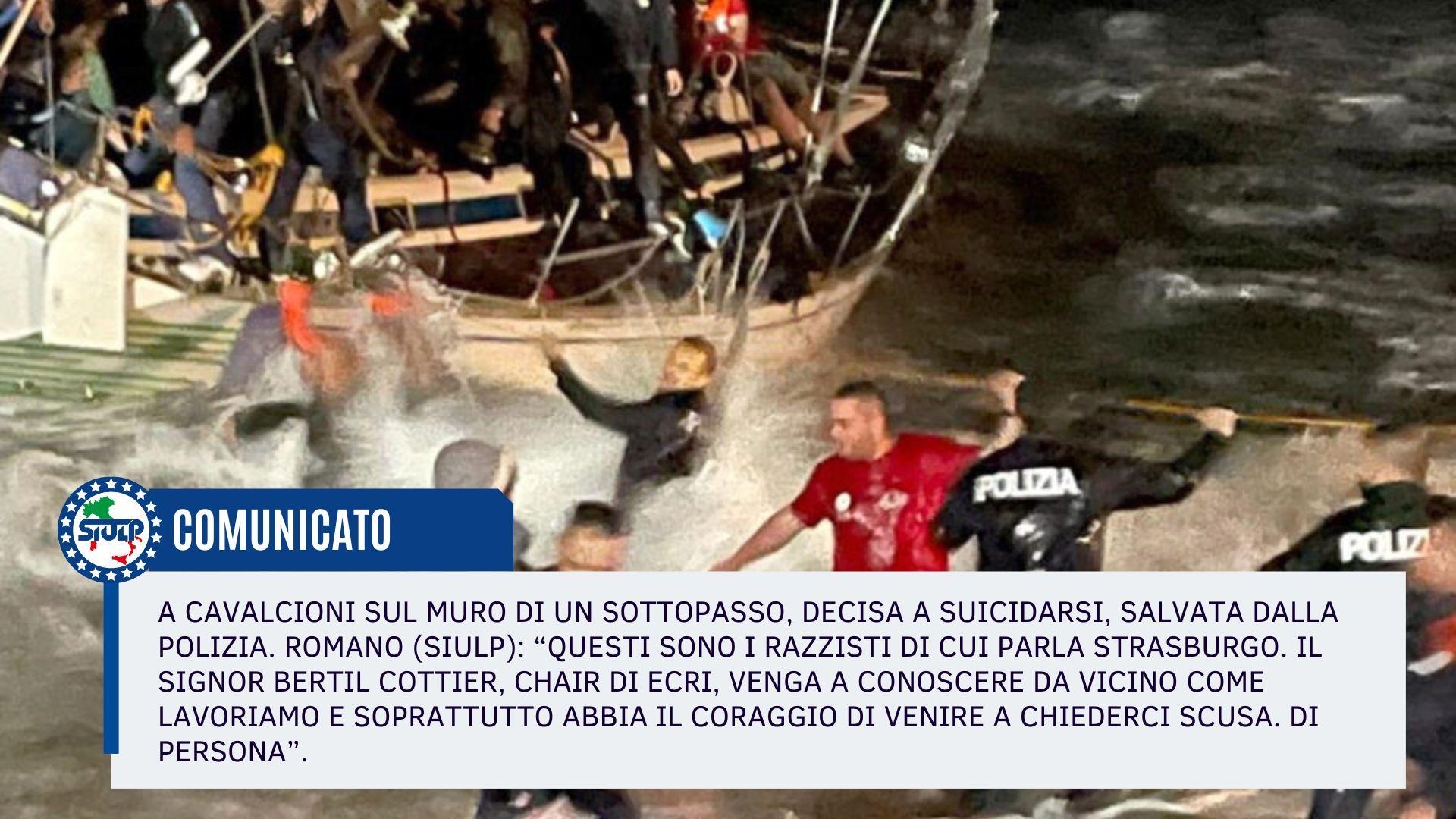 A cavalcioni sul muro di un sottopasso, decisa a suicidarsi, salvata dalla Polizia