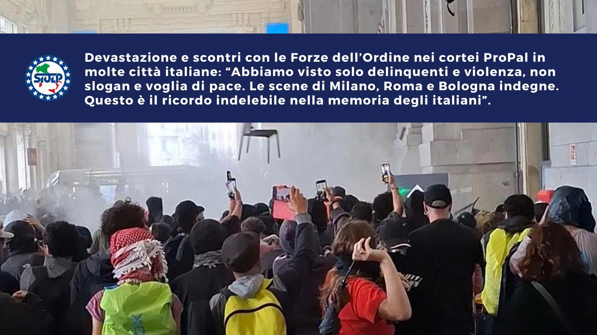 Devastazione e scontri con le Forze dell’Ordine nei cortei ProPal