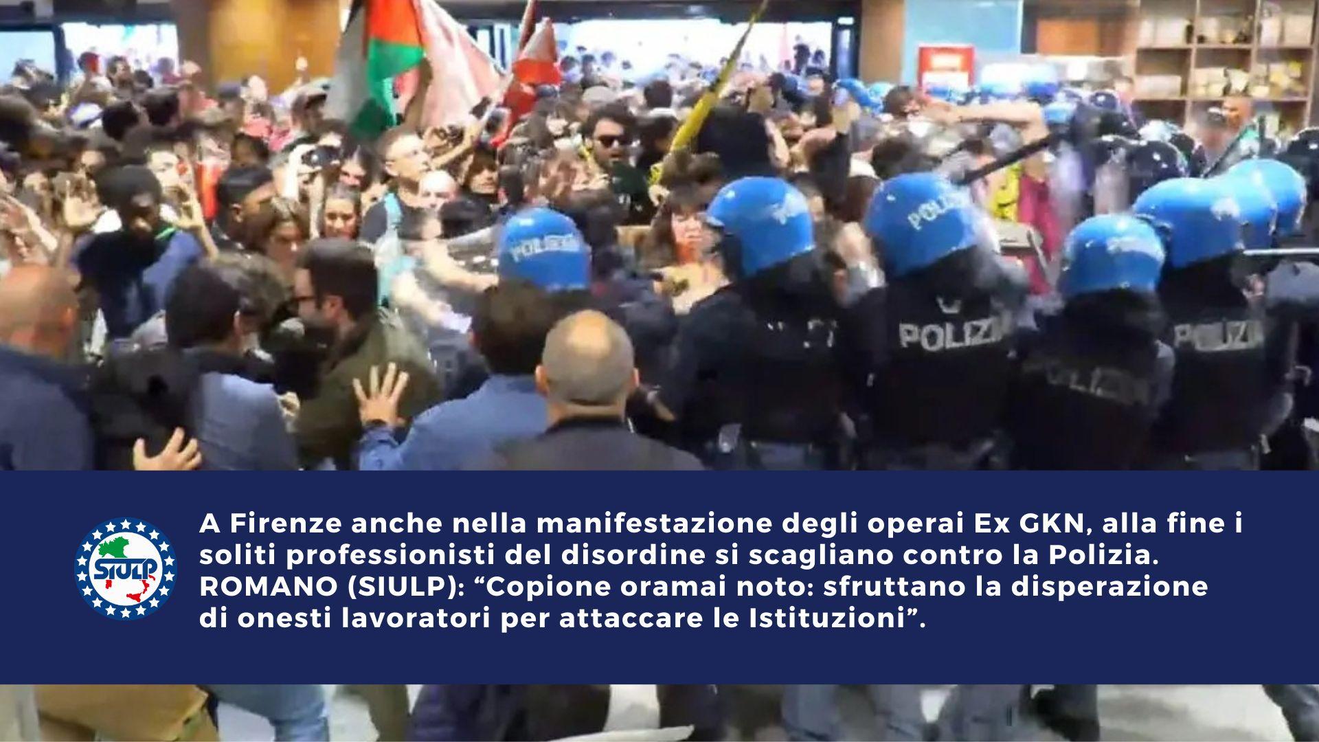 Manifestazione degli operai Ex GKN, professionisti del disordine si scagliano contro la Polizia