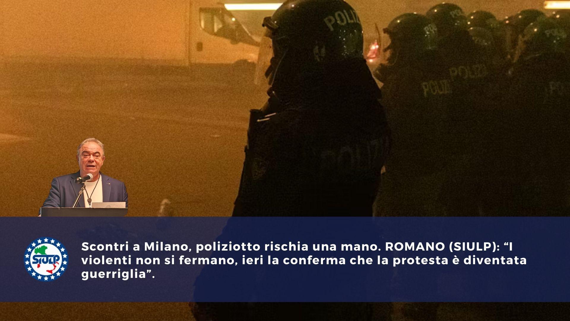 Scontri a Milano, poliziotto rischia una mano.