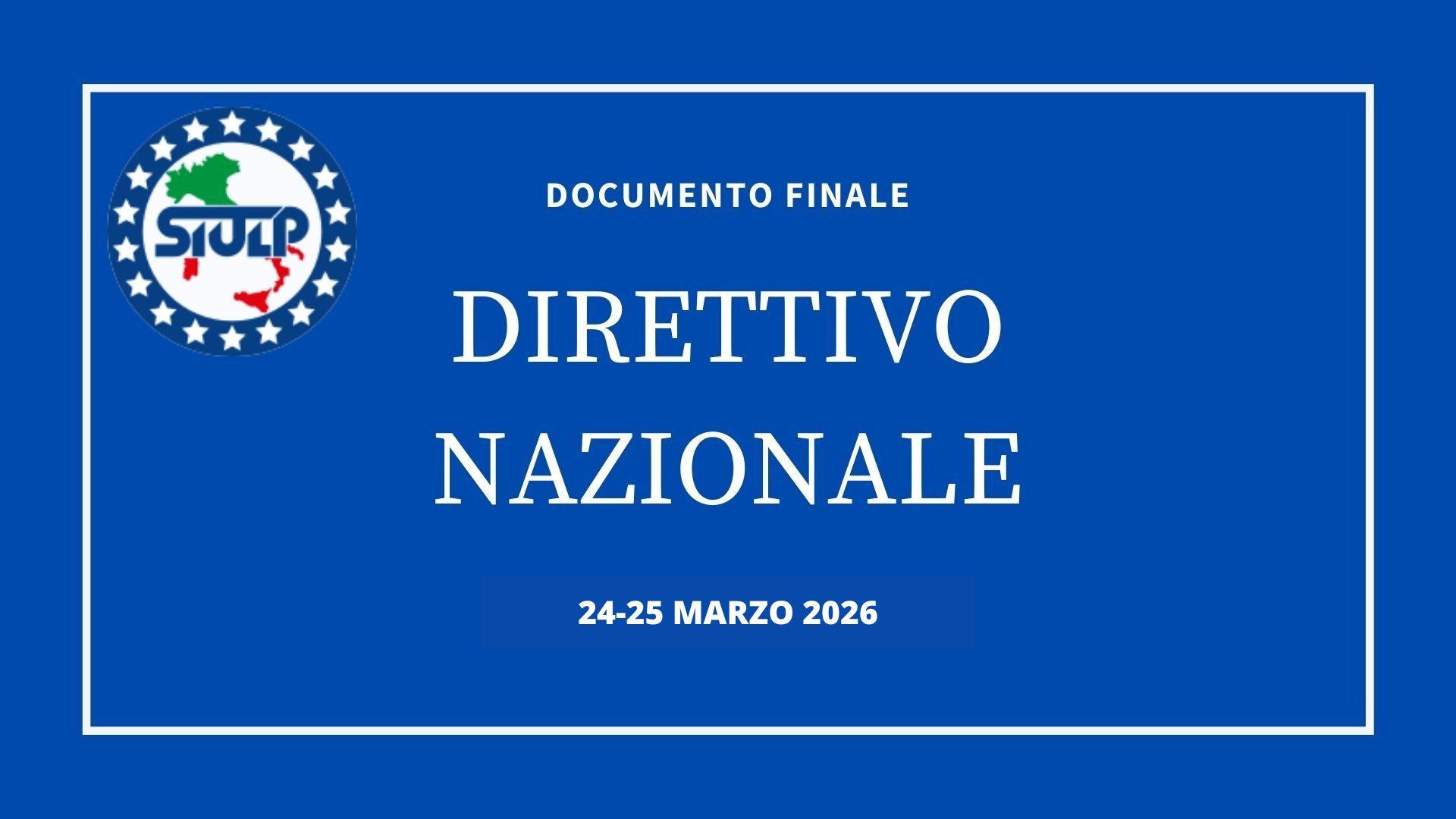 DIRETTIVO NAZIONALE SIULP 25 E 26 MARZO 2026