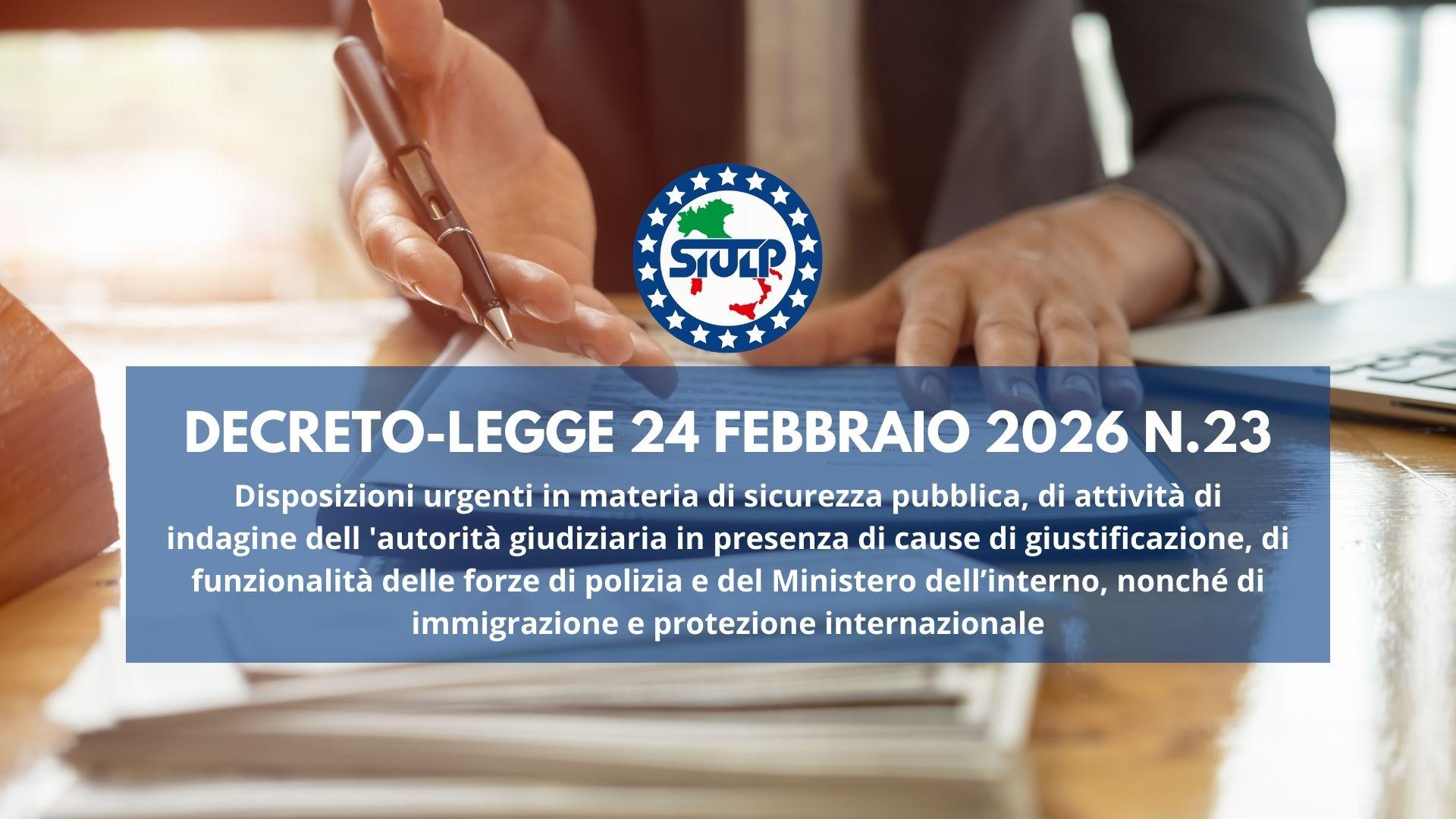 Decreto-legge 24 febbraio 2026, n . 23