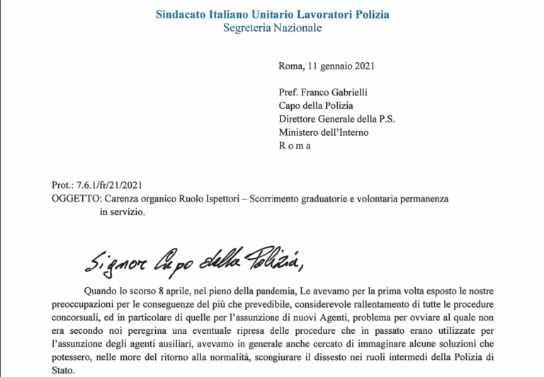 Carenza Organico Ruolo Ispettori