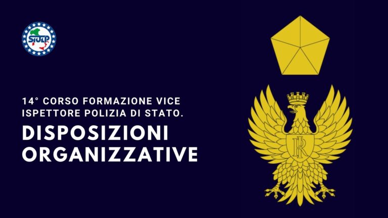 14° Corso formazione Vice Ispettore. Disposizioni organizzative.