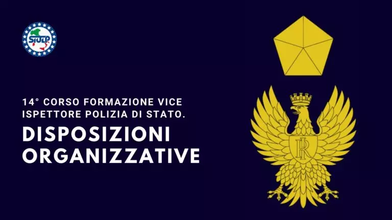 14° Corso formazione Vice Ispettore. Disposizioni organizzative.