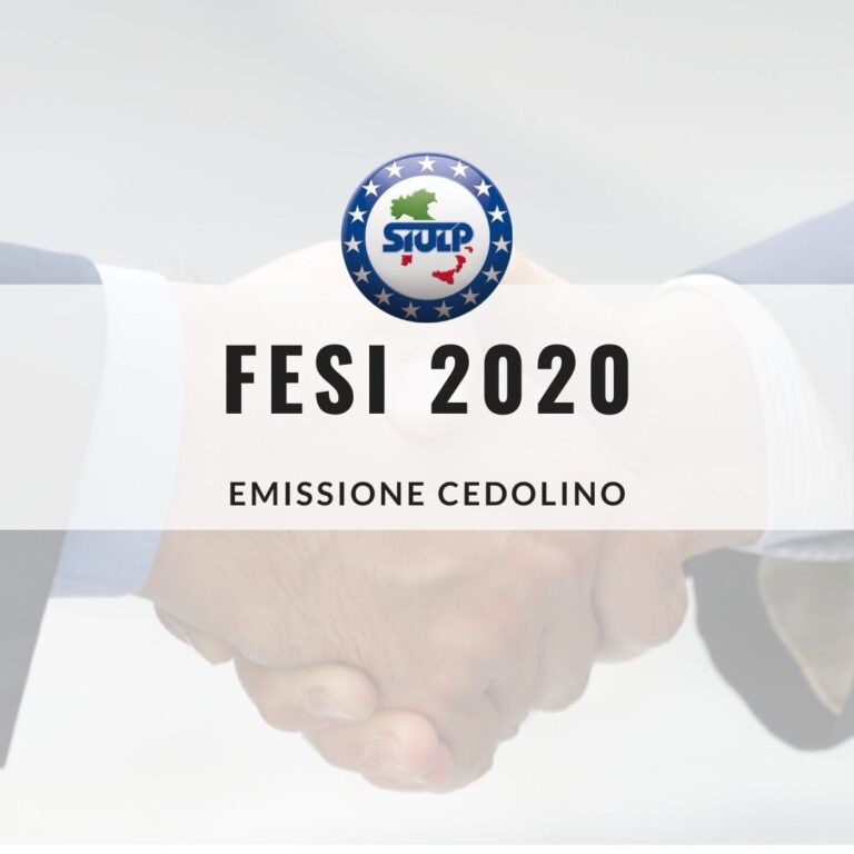 FESI 2020: EMISSIONE CEDOLINO STRAORDINARIO