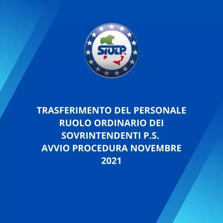 Trasferimento del personale ruolo ordinario dei sovrintendenti P.S.