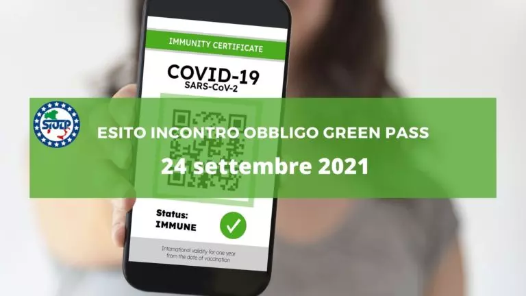 Esito incontro del 24 settembre su obbligo Green Pass