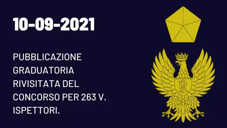 10-09-21 pubblicazione graduatoria concorso per 263 V. Ispettori