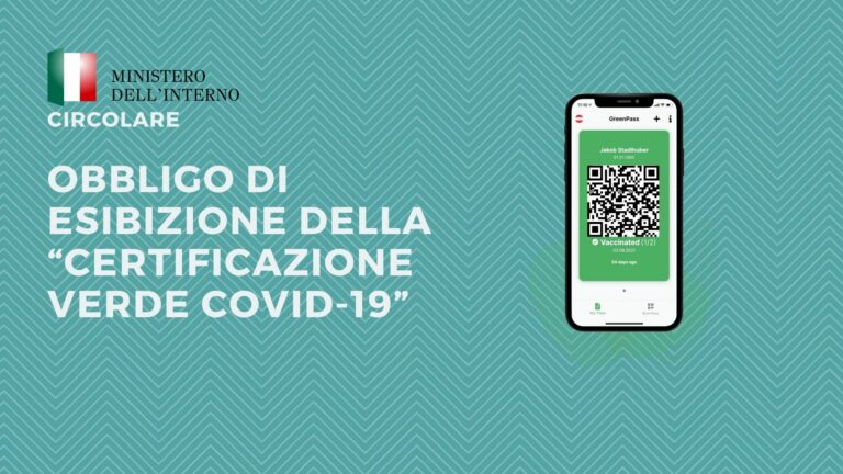 Obbligo di esibizione della “certificazione verde COVID-19” (c.d. “GreenPass”)