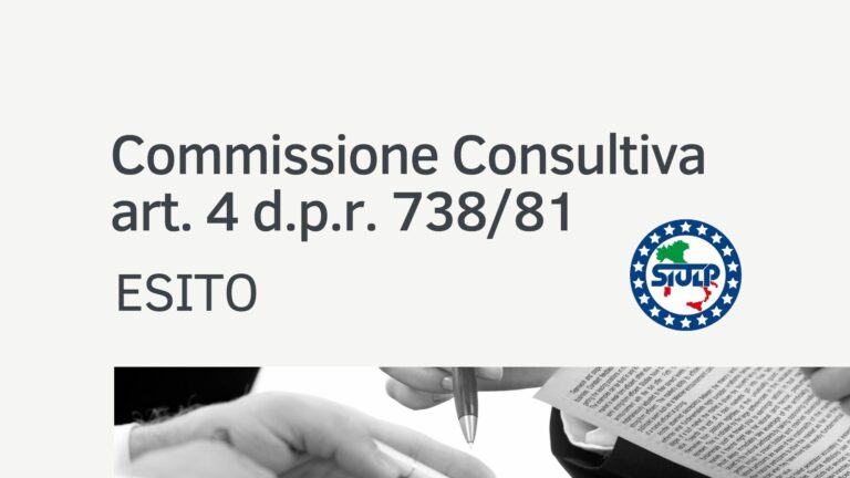 Commissione Consultiva art. 4 d.p.r. 738/81: ESITO – Novembre 2021