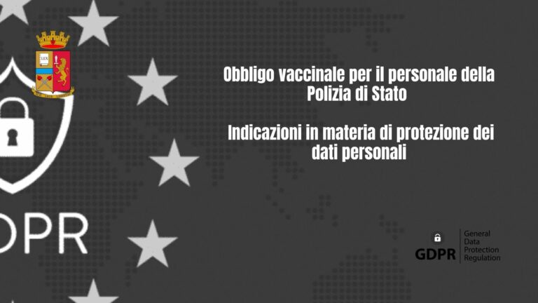 Obbligo vaccinale PS. Indicazioni in materia di protezione dei dati personali