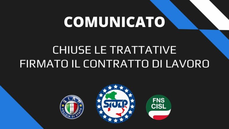 Chiuse le Trattative – Firmato Contratto di Lavoro – 23 Dicembre 2021