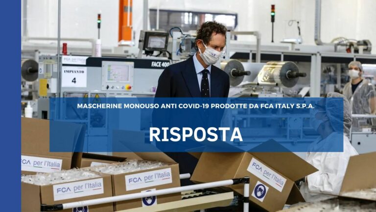Risposta Lettera – Mascherine monouso anti COVID-19 prodotte da FCA
