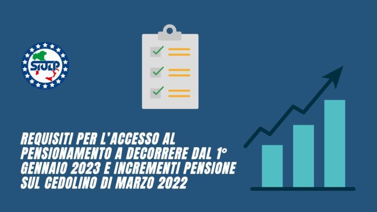 Requisiti accesso pensionamento a decorrere dal 1° gennaio 2023