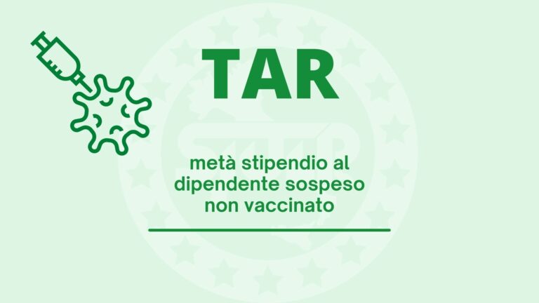 TAR: metà stipendio al dipendente sospeso non vaccinato