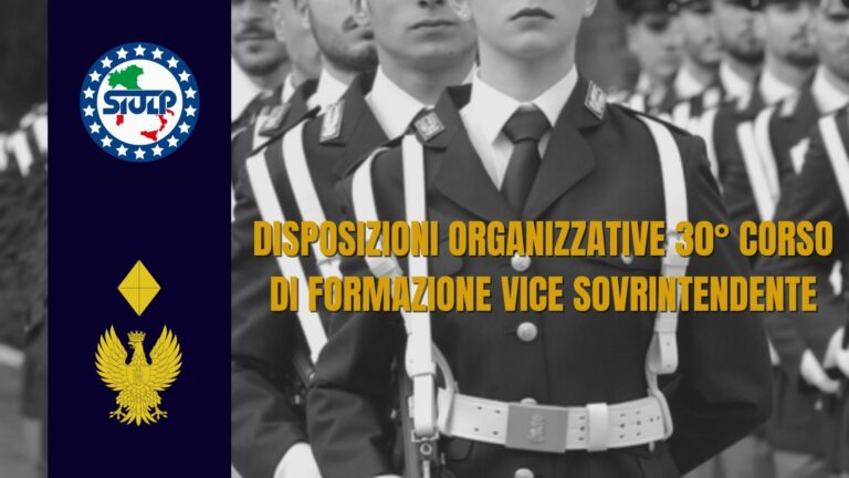 Disposizioni Organizzative 30° Corso di formazione Vice Sovrintendente