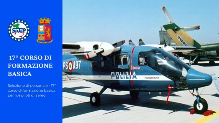 Selezione di personale – 17° corso di formazione basica per n.4 piloti di aereo