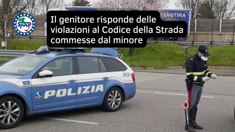 Il genitore risponde delle violazioni al Codice della Strada commesse dal minore