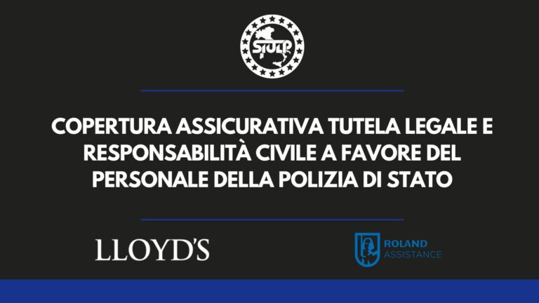 Copertura assicurativa tutela legale e responsabilità civile a favore del personale della Polizia di Stato
