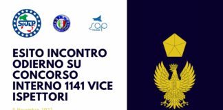 Esito incontro odierno su concorso interno 1141 VICE ISPETTORI
