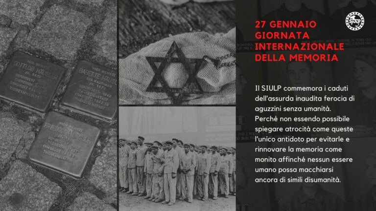 27 Gennaio – “Giorno della Memoria” –  Commemorare le Vittime dell’Olocausto