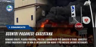 SCONTRI PAGANESE-CASERTANA: plauso Procura, Polizia e Carabinieri per arresto 9 tifosi