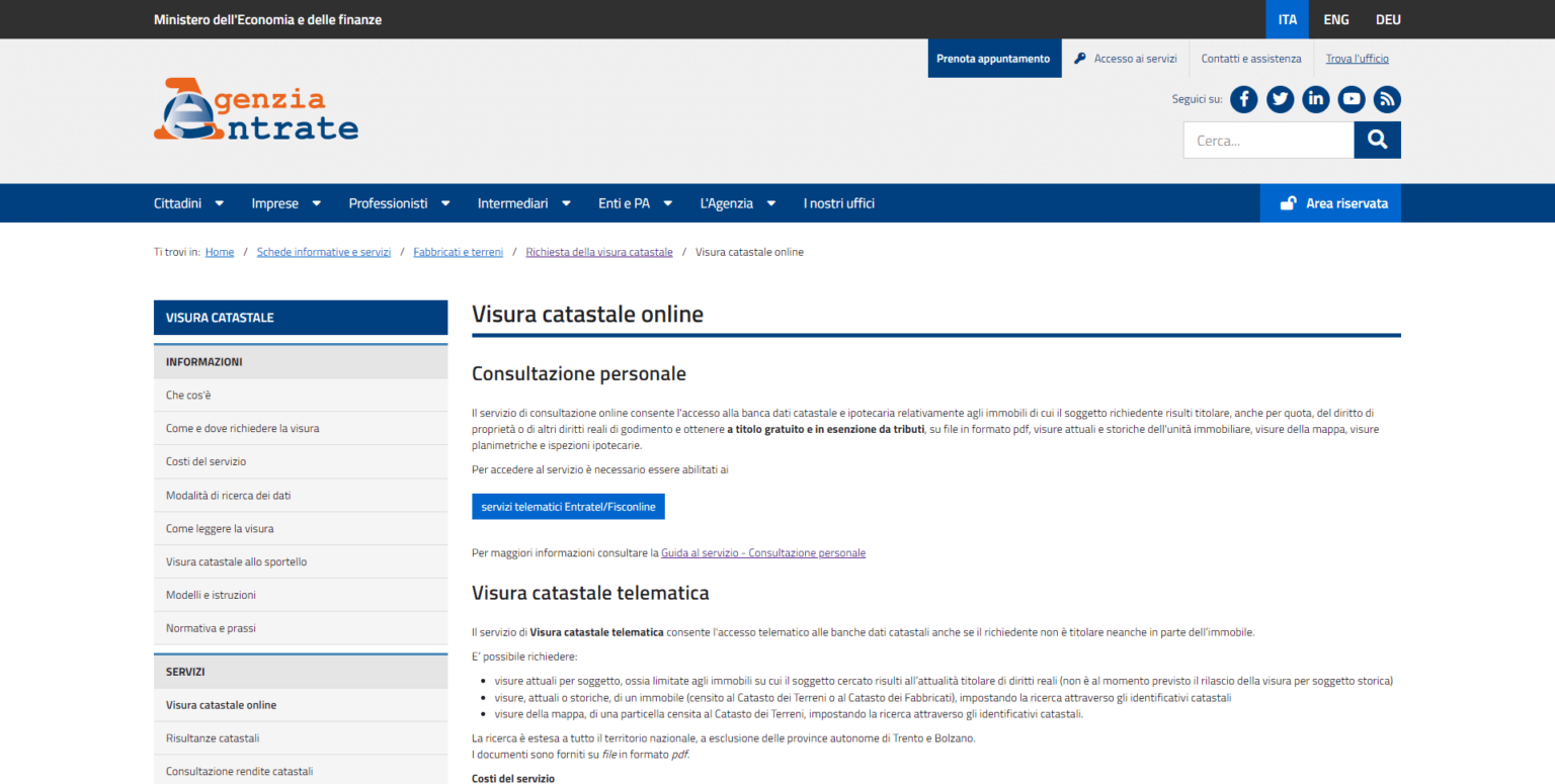 visure catastali immobili non di proprietà