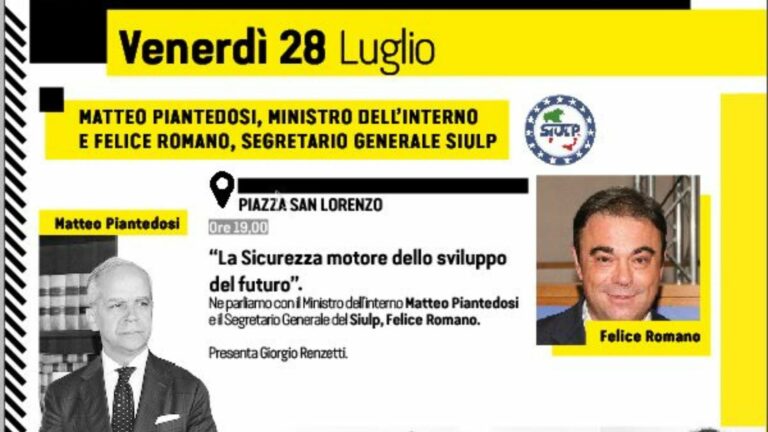 Il Ministro dell’Interno Matteo Piantedosi e Felice Romano a Ombre Festival 2023