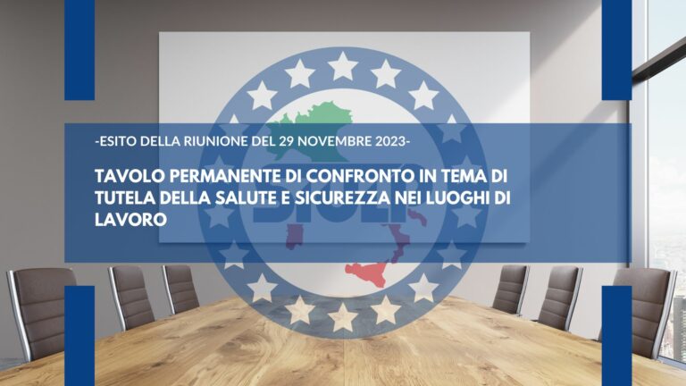 Tavolo di Confronto Salute e Sicurezza Luoghi di Lavoro 29-11-23