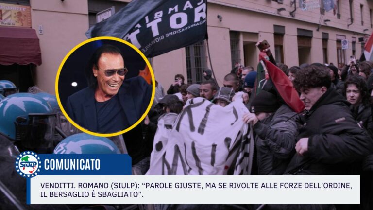 Venditti. Romano (SIULP): “Parole giuste, ma se rivolte alle Forze dell’Ordine, il bersaglio è sbagliato”.