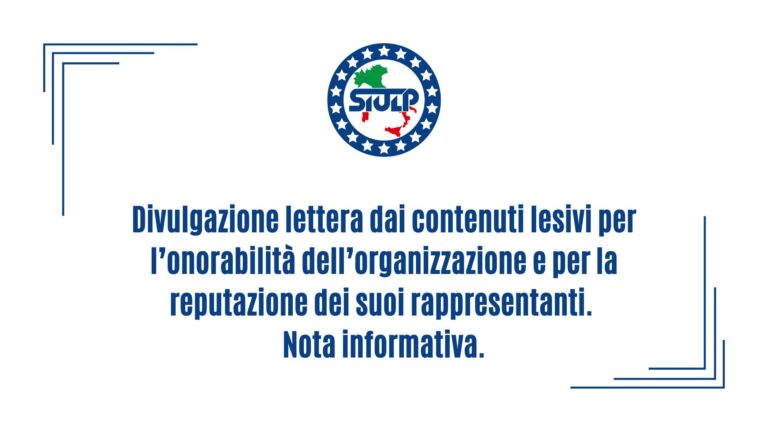 Divulgazione lettera dai contenuti lesivi per l’onorabilità dell’organizzazione e per la reputazione dei suoi rappresentanti. Nota informativa.