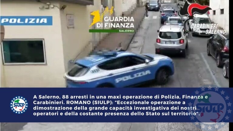 A Salerno, 88 arresti in una maxi operazione di Polizia, Finanza e Carabinieri.