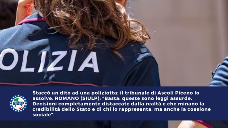 Staccò un dito ad una poliziotta: il tribunale di Ascoli Piceno lo assolve
