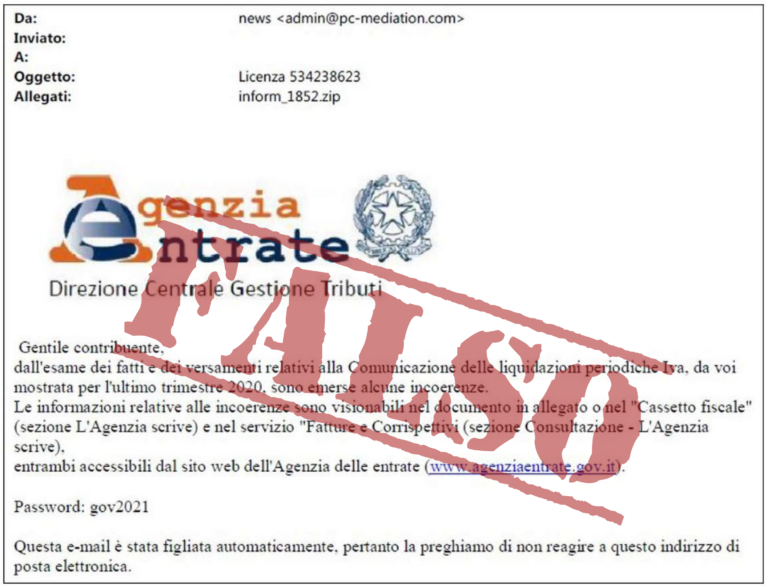 False e-mail dall’Agenzia delle Entrate e AgID